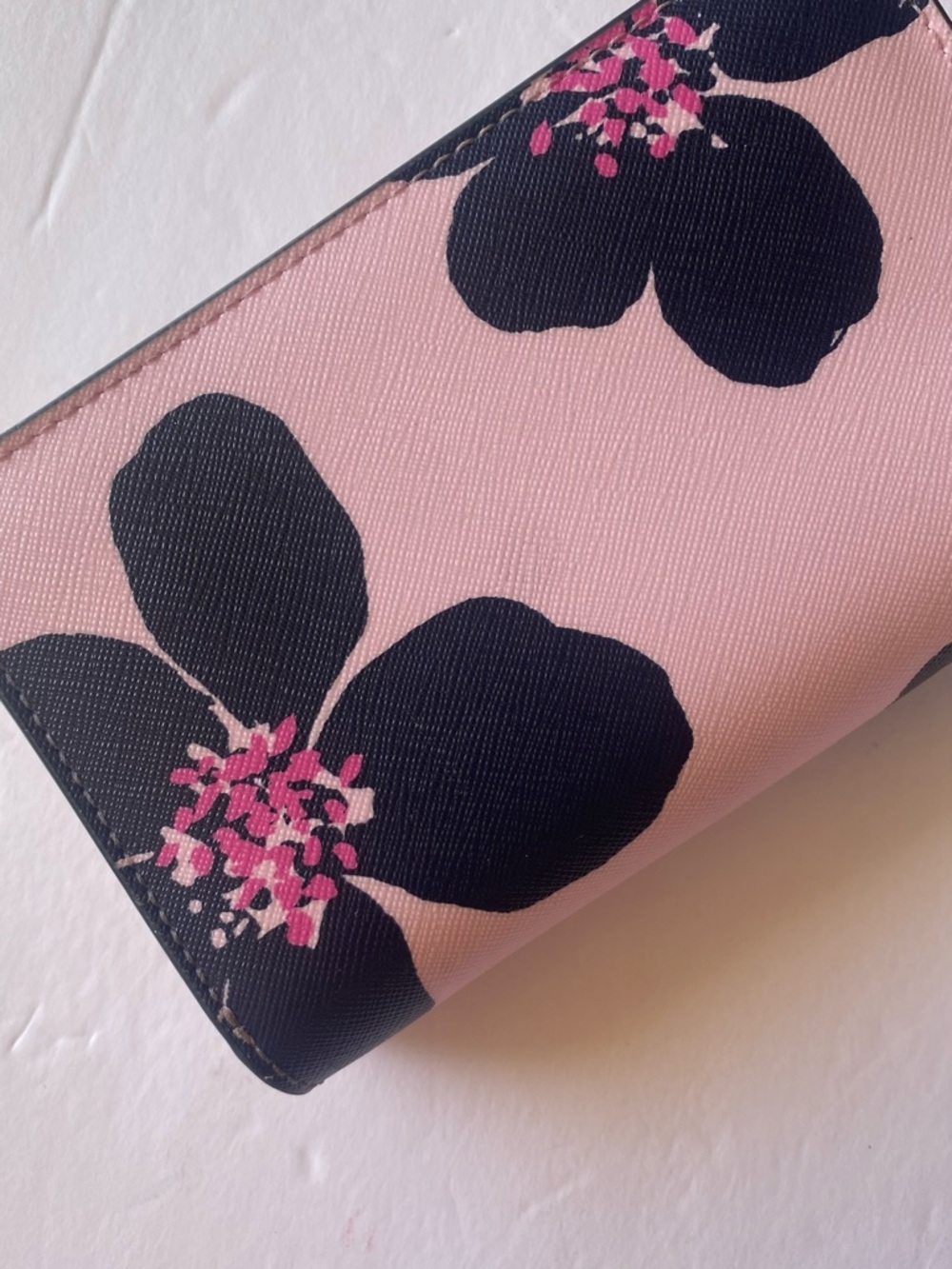 kate spade Pink Floral Zip Wallet with Navy Blooms - Picture 3 of 3